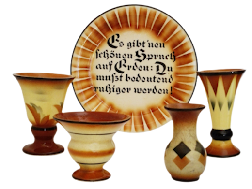 Konvolut aus Bunzlauer Keramik mit Spritzdekor